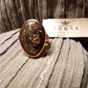 NWT Ring with genuine crushed abolone  and opal stones and genuine copper band.